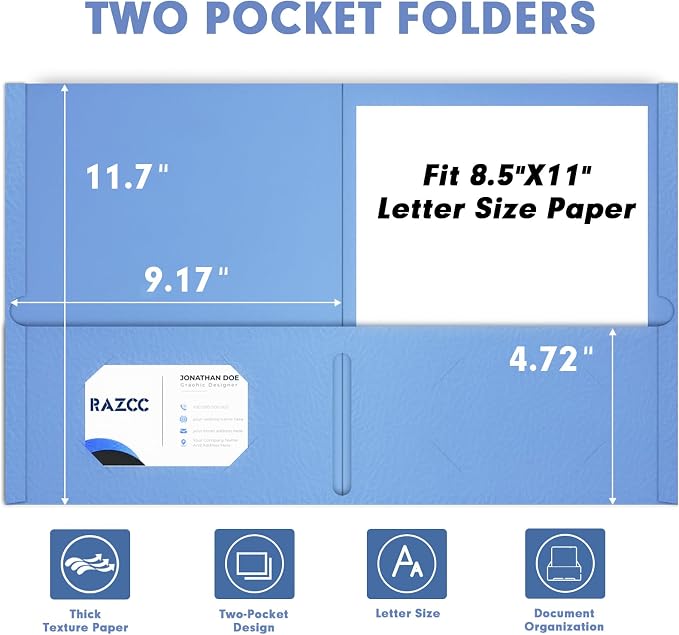Two Pocket Folders, RAZCC 50 Pack File Folders - Image 2