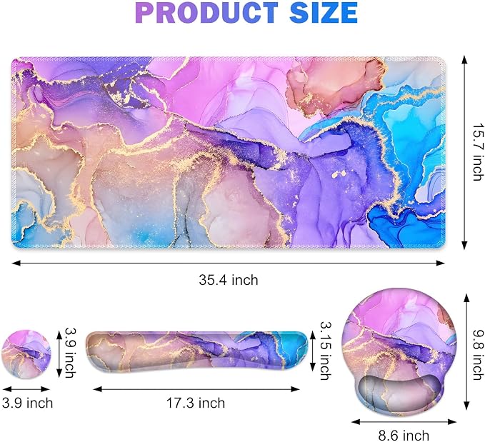 Gaming Mouse Pad, Large Desk Mat, Cute Desk Pad Protector, 4in1 XXL Mousepad + - Image 4