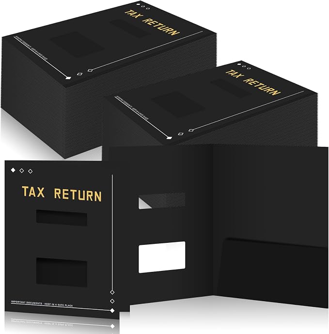 Mooliwe 100 Pcs Black Tax Return Folders Bulk 9 x 11.25 Inches Income Tax by Mooliwe