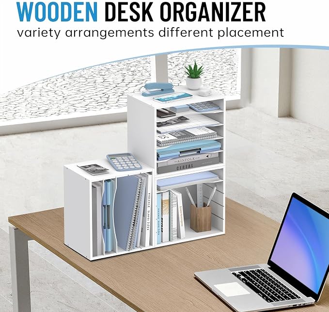 5-Tier Wood Desk Organizer, Paper Tray Organizer - Image 2