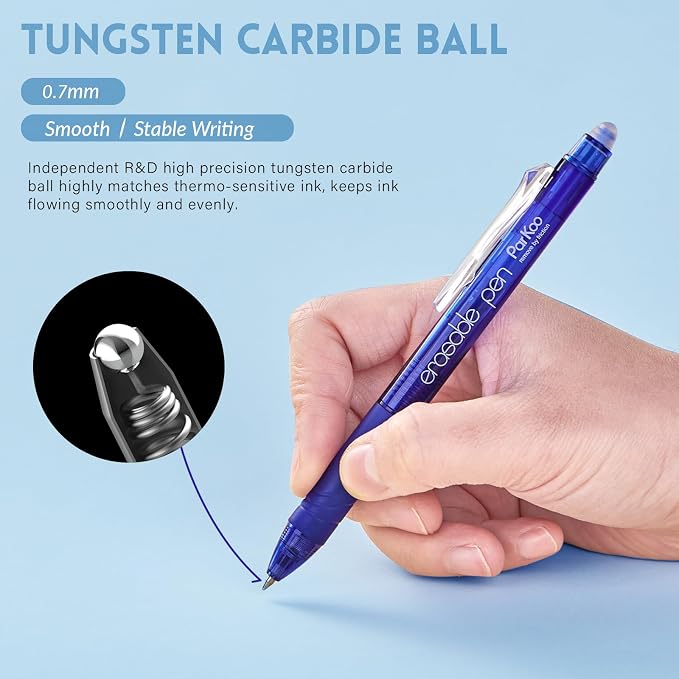 ParKoo 18 Colors Retractable Erasable Gel Pens Clicker, Fine Point 0.7mm - Image 2