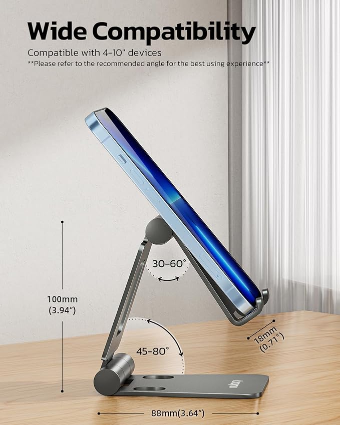 Nulaxy Dual Folding Cell Phone Stand, Fully Adjustable Foldable Desktop Phone - Image 3