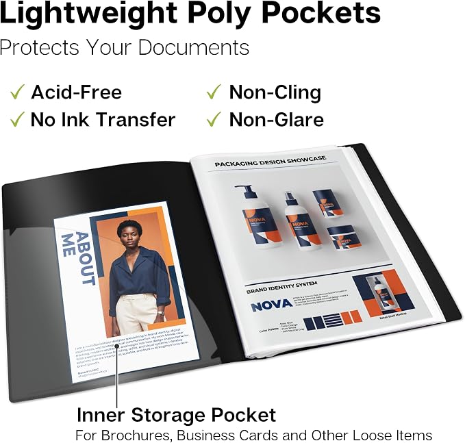 Dunwell Presentation Binder 60-Pocket, Displays 120 Pages, 8.5x11 Portfolio - Image 6