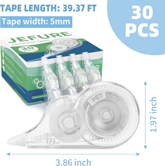 30 Pcs Correction Tape, 39.4 Ft White Wrong Out Tear-Resistant Bulk, Instant - Image 2