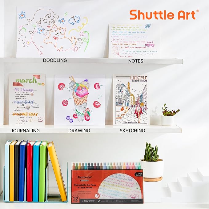 Shuttle Art Colored Retractable Gel Pens, 22 Ink Colors, 6 Mild 6 Pastel 5 - Image 5