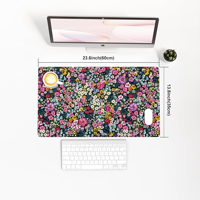 Colorful Star Large Mouse Pad, Floral Desk Mat Office Supplies, Waterproof Faux - Image 3