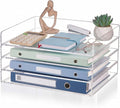 Harloon 4 Tier Acrylic Paper Tray Organizer, Heavy Duty Stackable Clear by Muasung