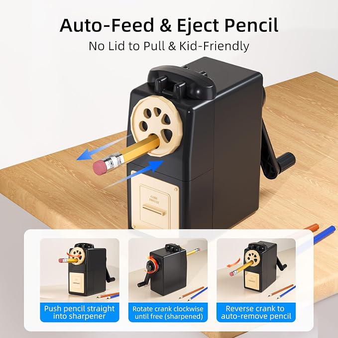 ZMOL Heavy Duty Manual Hand Crank Pencil Sharpener, No Mounting Required - Image 6