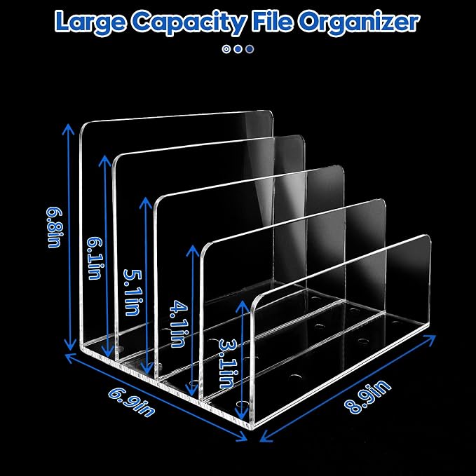2PCS Clear Acrylic File Organizer - Image 2