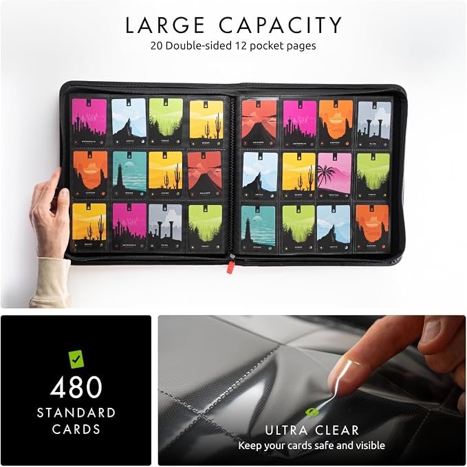 Vault X 12 Pocket Zip Binder, 480 Cards, Exo-Tec Material, 20 Side-Loading Pages - Image 4