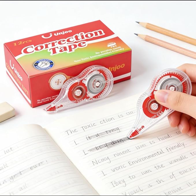 Unjoo White Correction Tape, For school, Office | Easy To Use Applicator for - Image 5