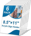 6 Pack Acrylic Sign Holder 8.5 x 11, L-Shape Clear Plastic Display Stand by Seencool
