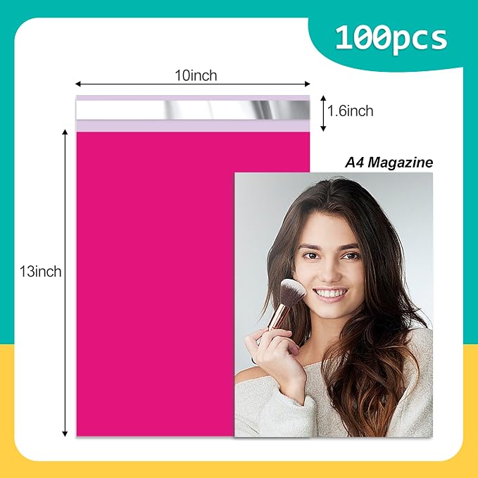 Poly Mailers 10x13 inch 100 Pcs, Rose Red Plastic Mailing Envelopes - Image 2