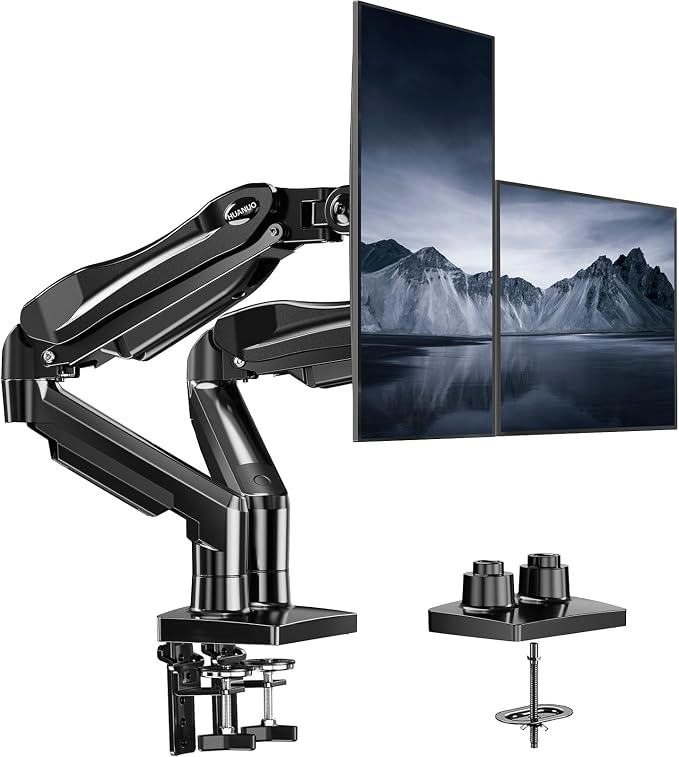 HUANUO Dual Monitor Stand, Fully Adjustable Gaming Monitor Desk Mount by HUANUO