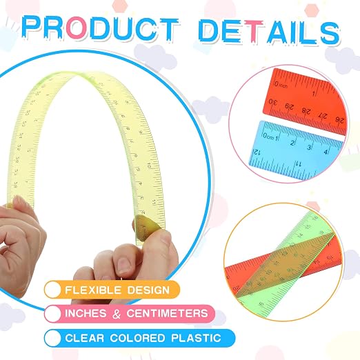 Zonon 30 Pcs Clear Plastic Rulers Bulk 12 Inch Ruler - Image 4