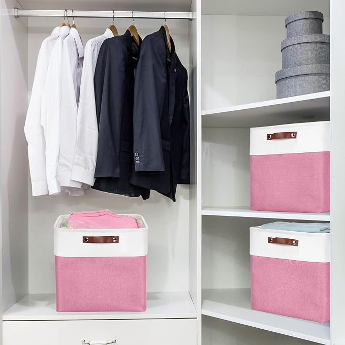 Bagnizer 13x13 Cube Storage Bins, Collapsible Fabric Storage Box, 4 Pack Closet - Image 3