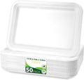 50Pack 14" Heavy Duty Disposable Rectangle Food Trays, Compostable Extra Large by Birchio
