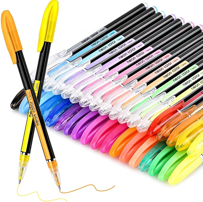 Colored Gel Pens Set for Coloring, 36 Colors Glitter Gel Pens, Fine Point Gel by Unknown