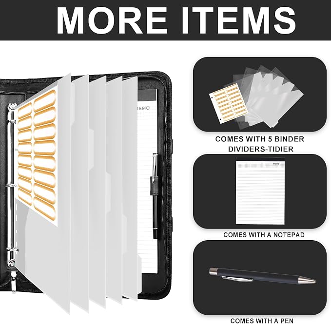 Leathario Portfolio Binder, Includes 5 Folder Index Dividers, 13 Inch Tablets - Image 7