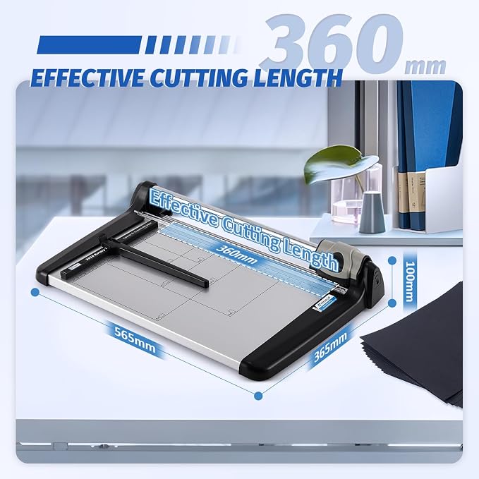 Rotary Paper Trimmer, 15 Sheets Heavy Duty Paper Trimmer, 360mm Cutting Length - Image 4