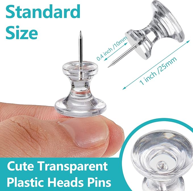 Outus 100 Pcs Giant Push Pins Large Thumb Tacks Plastic Heads 1 Inch Jumbo Push - Image 2