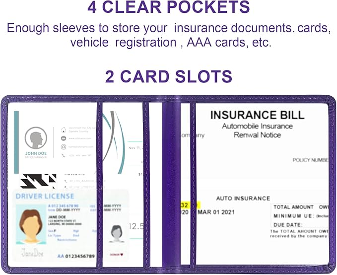 Car Registration and Insurance Holder, 5.5 x 5 Inch PU Leather Vehicle Glove - Image 3