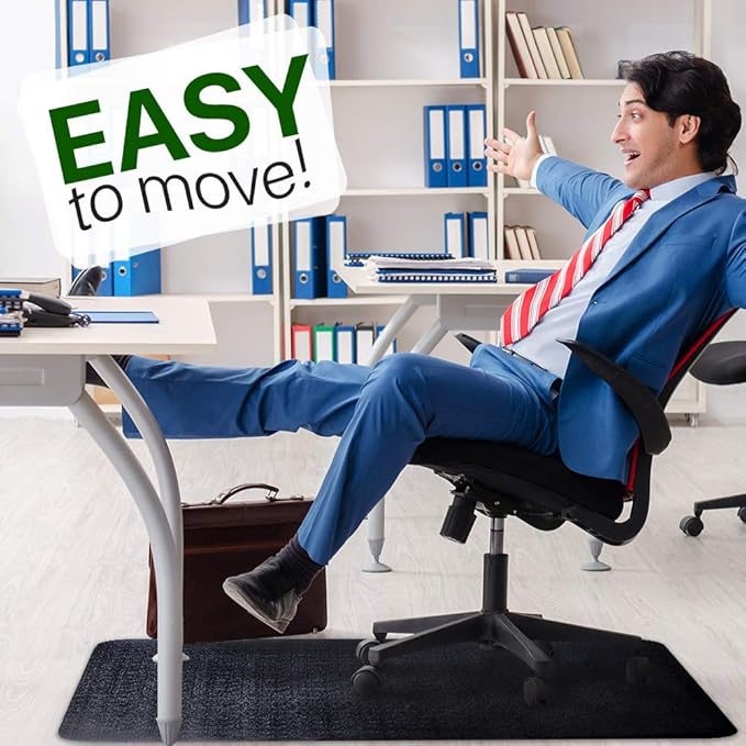Office Chair Mat for Hardwood Floor: 53"x45" Large Black Rolling Chair Mat for - Image 7