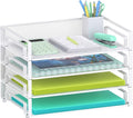 Samstar 4 Pack White Stackable Letter Paper Tray, Desk File Organizer Paper by Samstar