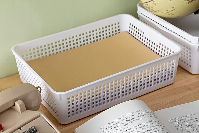 Eslite A4 Size Plastic Storage Basket, Desktop File Paper Letter Organizer Tray - Image 3