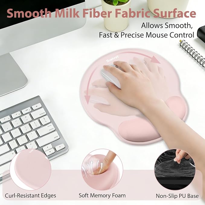 Sushret Mouse Pad and Keyboard Wrist Rest, 3-in-1 Gel Memory Foam Ergonomic - Image 3