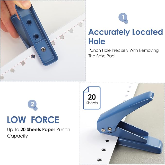 MROCO Single Hole Punch 1/4", 20 Sheet Punch Capacity, Non-Skid Base - Image 2