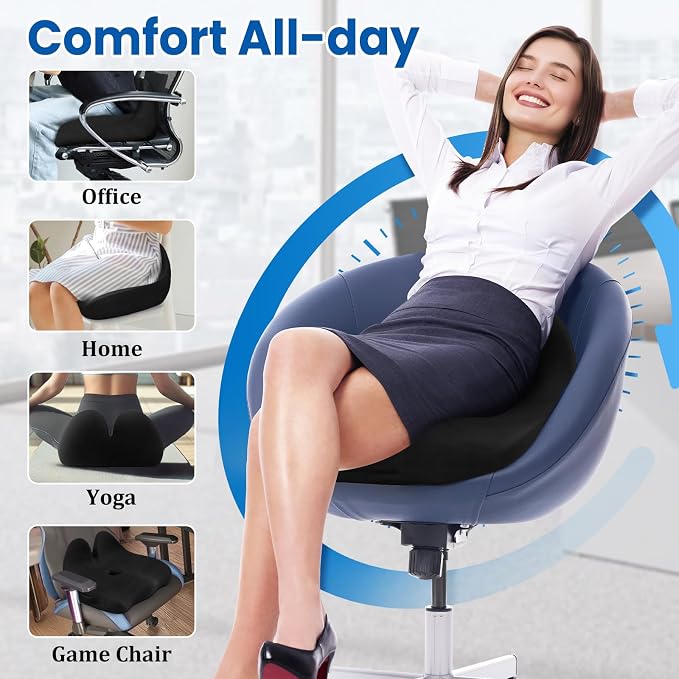 CushZone Seat Cushion, Memory Foam Office Chair Seat Cushion - Image 5