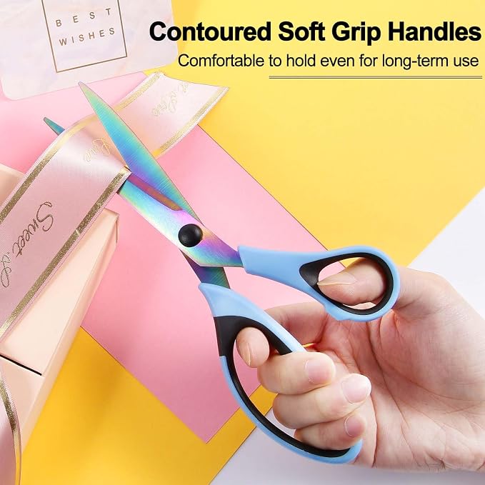 Scissors All Purpose, Sharp Titanium Blades Shears, Rubber Comfort Grip Handle - Image 2