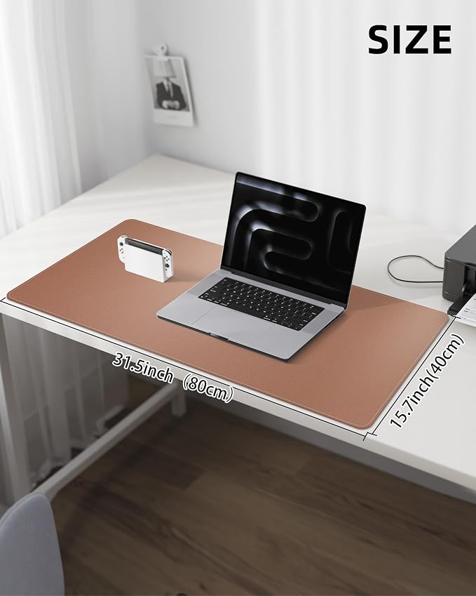 Leather Desk Pad Protector, Mouse Pad, Office Desk Mat, Non-Slip PU Leather - Image 5