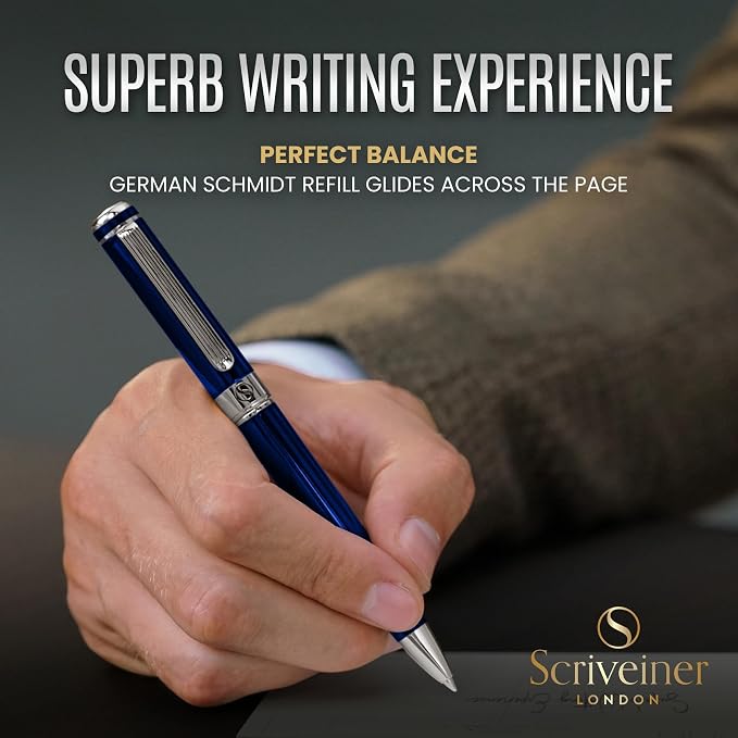 Scriveiner Personalized Midnight Blue Ballpoint Pen - Image 4