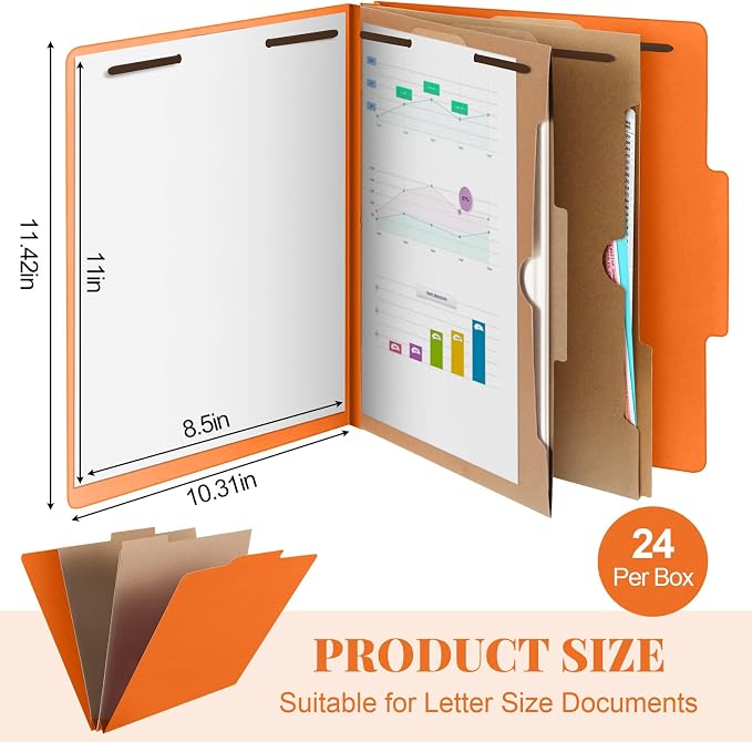 Skyygemm 24 Pcs Classification Folders Letter Size, 2 Pocket Dividers - Image 2