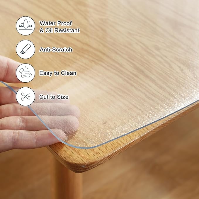 LovePads Frosted Table Cover Protector 42 x 86 Inch, 1.5mm Thick Plastic Table - Image 3