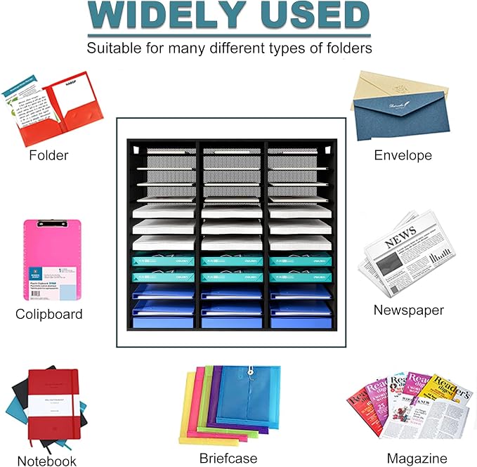 Mail Sorter Adjustable Countertop Mail Holder, Heavy Duty Literature Organizer - Image 5