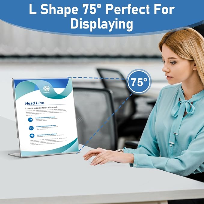 Acrylic Sign Holder 5x7 Inches, 13 Pack Clear Plastic Table Flyer Display Stand - Image 4