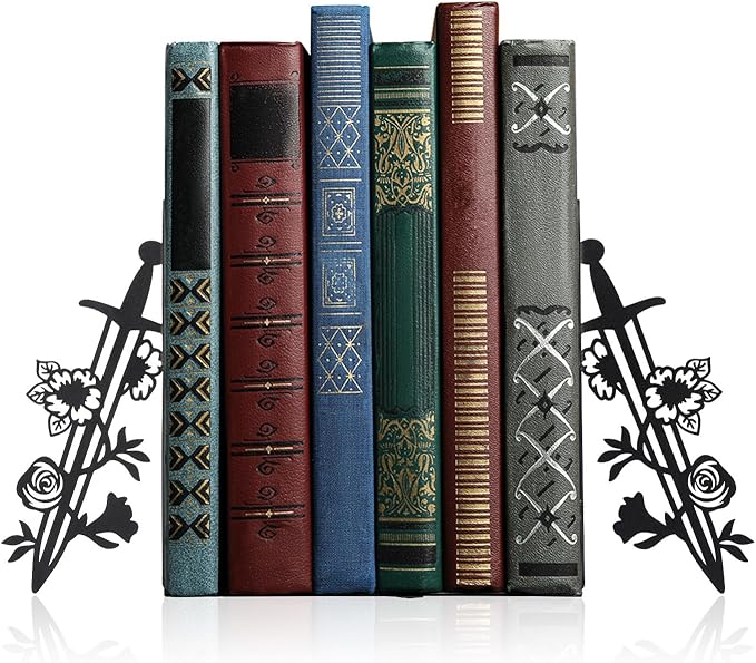 Geelin Metal Book Ends for Shelves Sword and Rose Bookends Set of 2 for by Geelin