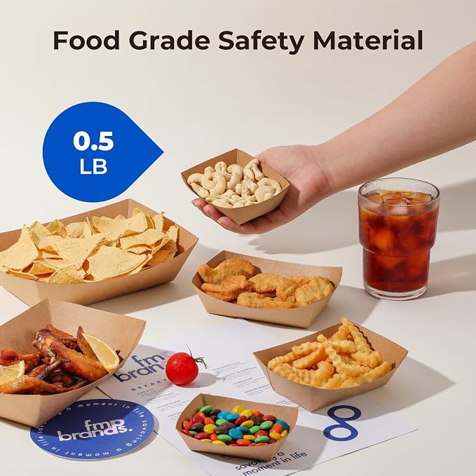 Fit Meal Prep [250 Pack 0.5 lb Paper Food Boats Heavy Duty Disposable Food Trays - Image 4