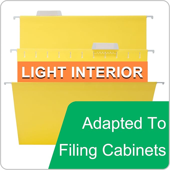 Yellow Hanging File Folders, 25 Packs Letter Size File Folder, Designed - Image 4