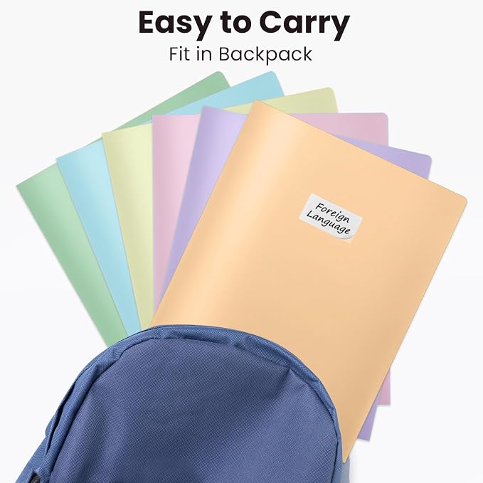 Sooez 6Pack Folders with Pockets, Pastels Colors, Heavy Duty Pocket Folder - Image 5