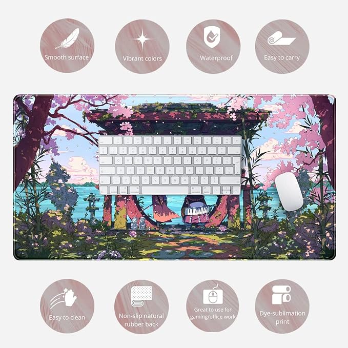 Pink Japan Desk Pad Anime Gaming Green Mouse Pad Large Mouse Pad - Image 6