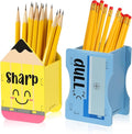 DoubleFill 2 Pcs Pencil Shaped Holder Sharp Dull Holder Wooden Dispenser Pencil by DoubleFill