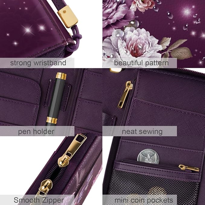 Family Passport Holder Wallet RFID Blocking Document Organizer PU Leather - Image 5