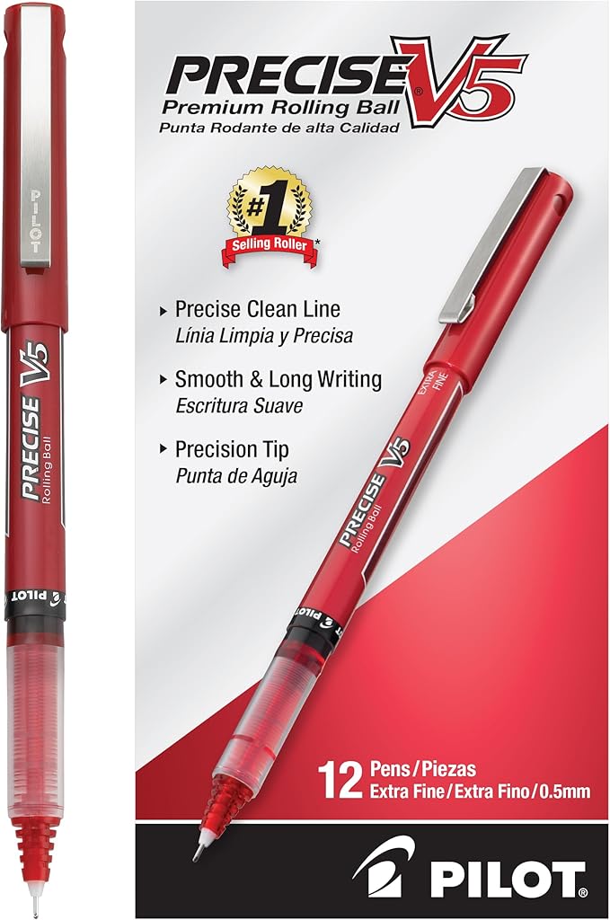 Pilot Precise V5 Stick Liquid Ink Rolling Ball Stick Pens, Extra Fine Point Red by PilotCorporationofAmerica