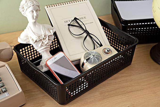 Eslite A4 Size Plastic Storage Basket, Desktop File Paper Letter Organizer Tray - Image 5