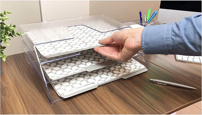 Acrimet Horizontal Triple File Folder Holder Organizer, Open Top Desktop - Image 6