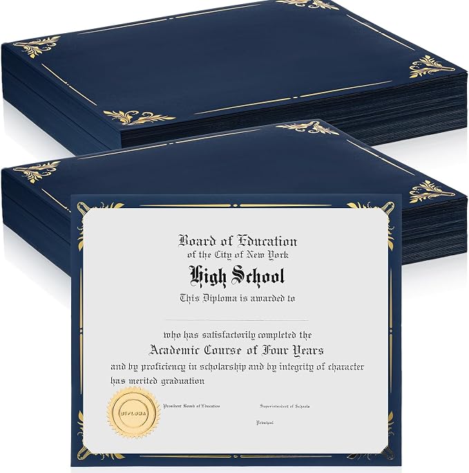 Fainne 130 Pcs Certificate Holder Foil Border Bulk 8.5 x 11 Inch Single Sided by Fainne